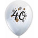 40th Birthday Printed Latex Balloons, 6 Pack
