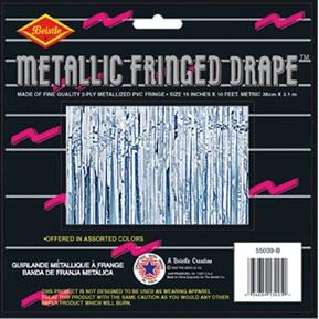 Silver 2-Ply Fringe Drape, 15 Inches x 10 Feet