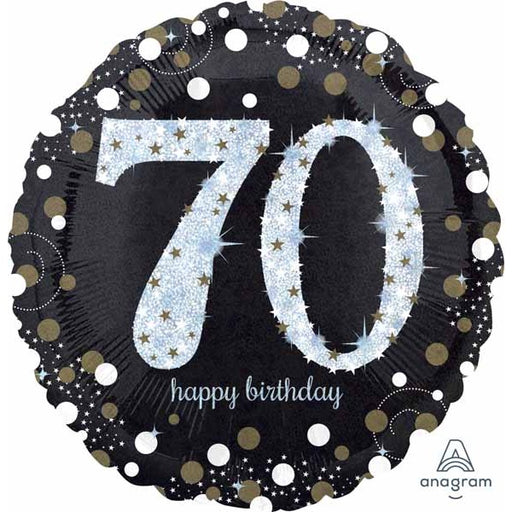 Sparkling 70th Birthday Holographic Foil Balloon, 18 Inch