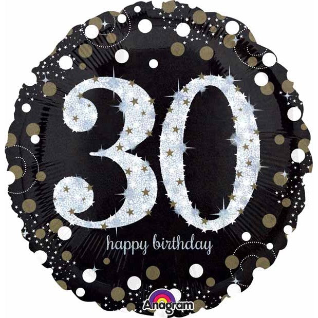 Sparkling 30th Birthday 18 Inch Holographic Foil Balloon