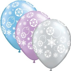 11" Snowflakes & Circles Assorted Latex Balloons (50/Pk)