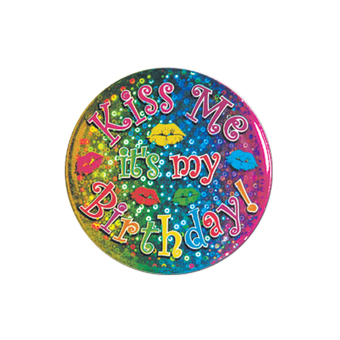 Kiss Me It's My Birthday! Button (3/Pk)