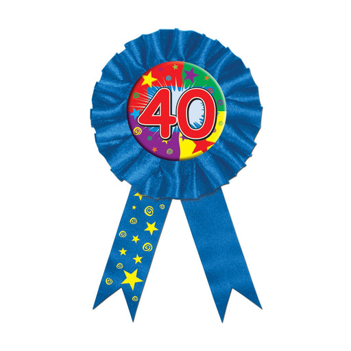 40th Birthday Bash Celebratory Rosette Pin Award Ribbon (3/Pk)