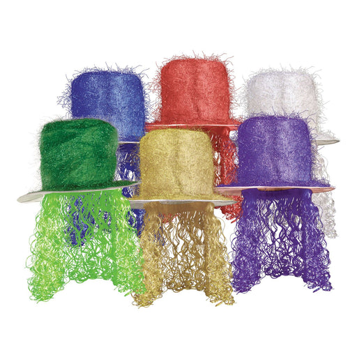Tinsel Top Hat With Curly Wig Set - Pack of 1