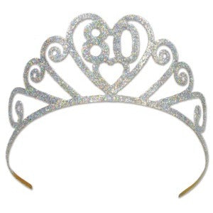 Glittered Metal 80th Birthday Tiara