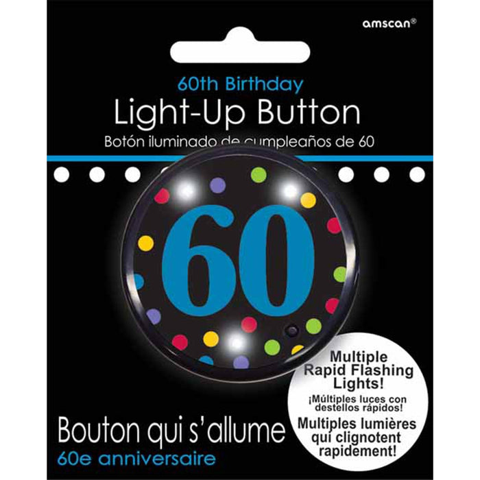 60Th Birthday Flashing Button 6Cs.