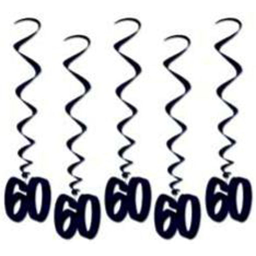 Dazzling Dangling Birthday Whirls in Black Stylish Party Decor for Celebratory Affairs (1/Pk)