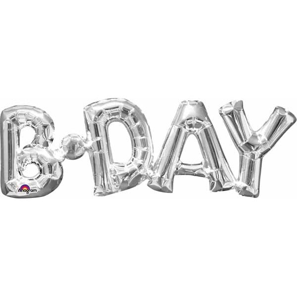 Silver BDAY Block Letter Foil Balloon