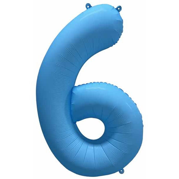 Decochamp 34-Inch Neon Blue Number 6 Balloon
