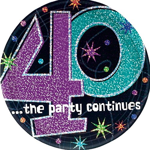 "40 ...the Party Continues" Prismatic Plates (24/Pk)