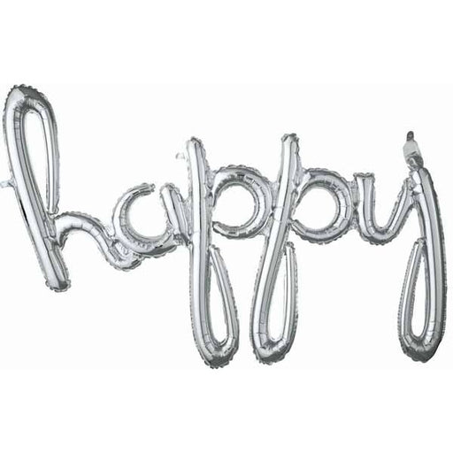 Silver Happy Script Balloon