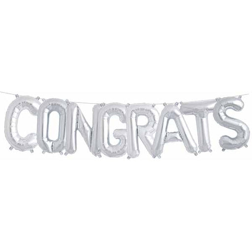 Silver CONGRATS 16-Inch Block Letter Balloon Kit