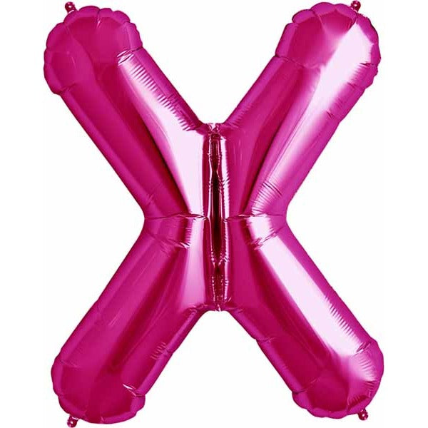 34-Inch Magenta Letter X Balloon