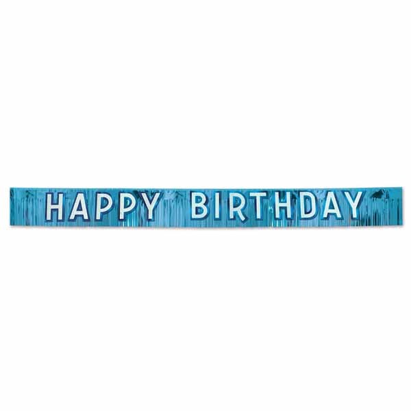METALLIC HBD FRINGE BANNER BLUE 10"X9'