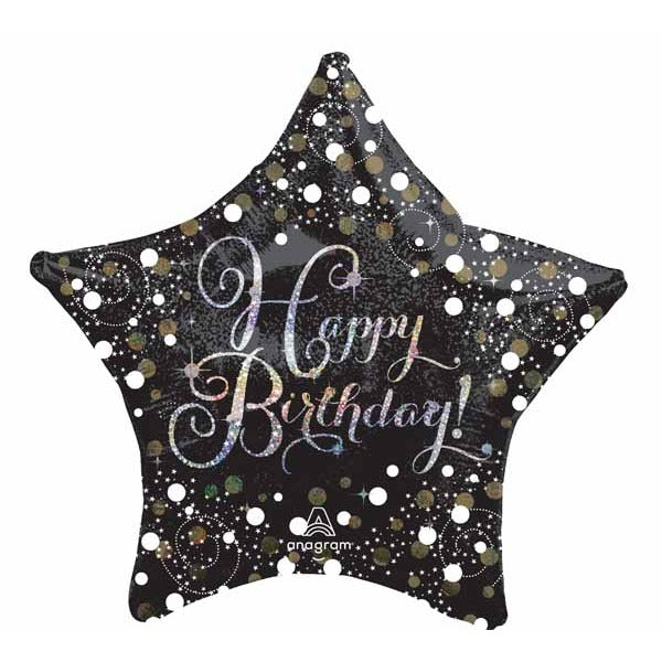 Sparkling Happy Birthday Star Foil Balloon, 28 Inch