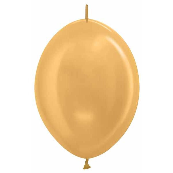 Sempertex Metallic Gold 12" Link-O-Loon Latex Balloons, 25 Pack