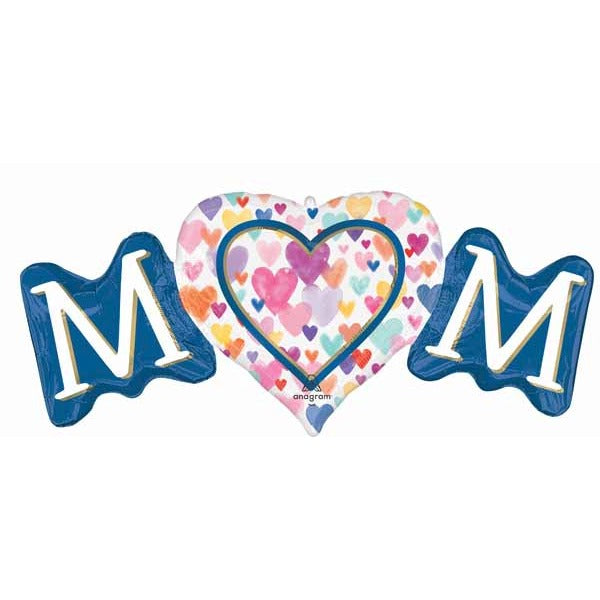 Mom Sprinkled Hearts 40" Shaped Foil Balloon