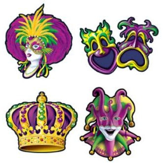 Mardi Gras Cutouts, 4 Pack