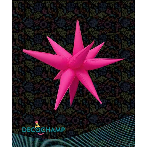 DecoChamp 40" Neon Pink Starburst Foil Balloon