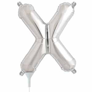 Silver Letter X Balloon, 16 Inch