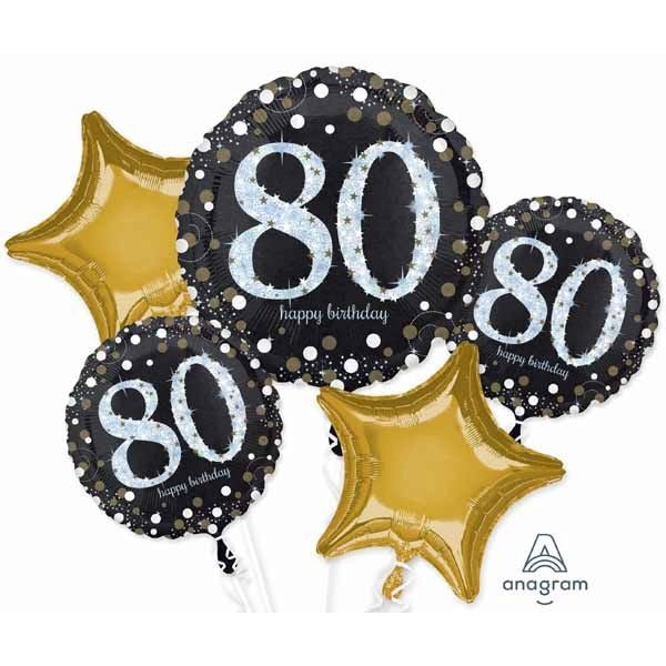 Sparkling Birthday 80th Birthday Foil Balloon Bouquet