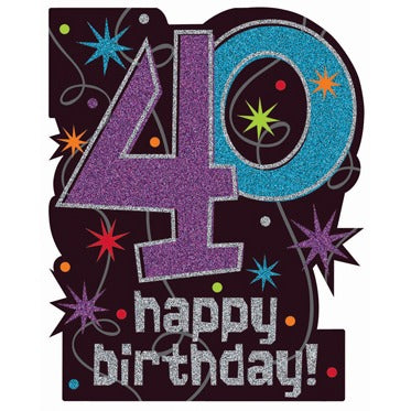 The Party Continues 40th Birthday Glitter Cutout