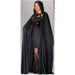 68" Black Cape With Hood.
