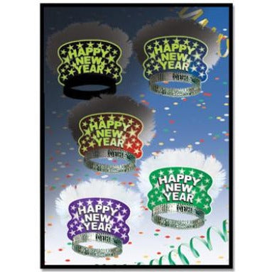 Feathered Midnight Glow New Year's Tiaras, Box of 50