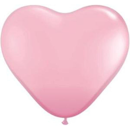 6" Pink Heart Balloons By Qualatex (100/BG)