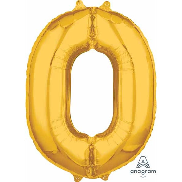 Gold Number 0 Balloon, 26 Inch