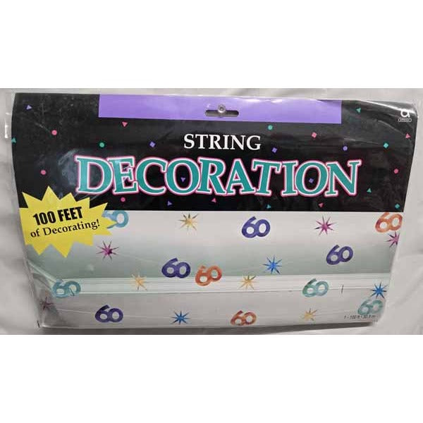 60th Birthday String Decoration, 100 ft