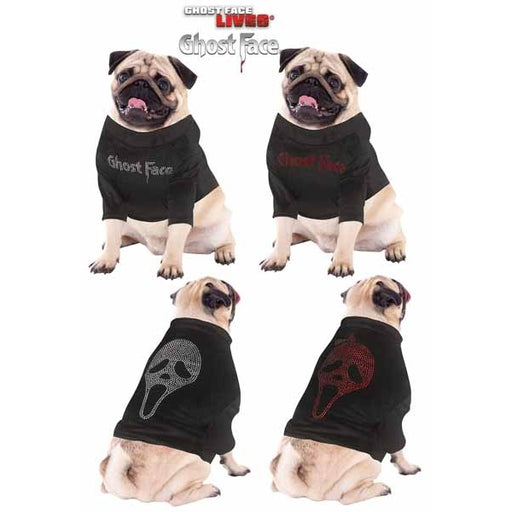 Silver Ghost Face Bling Pet Tee, Extra Small