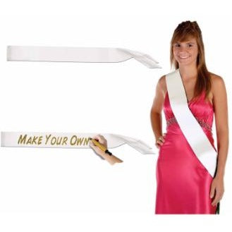Make Your Own White Satin Sash, 33" x 4"