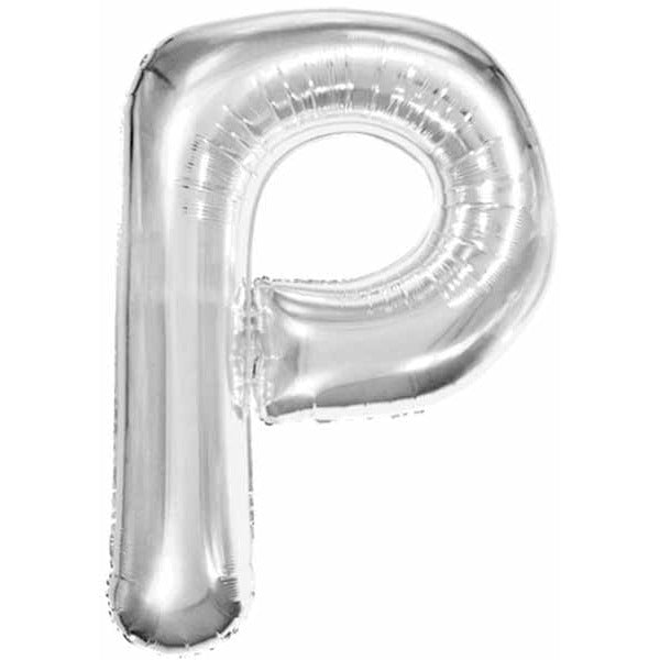 34" Silver Letter P Foil Balloon