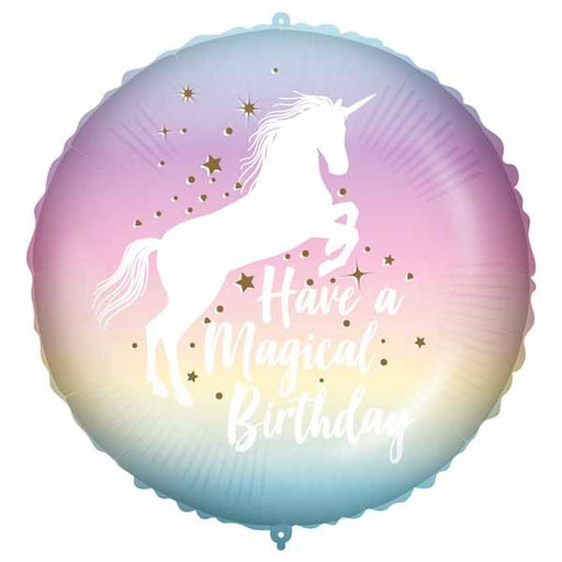 Magic Unicorn Happy Birthday 18" Round Foil Balloon