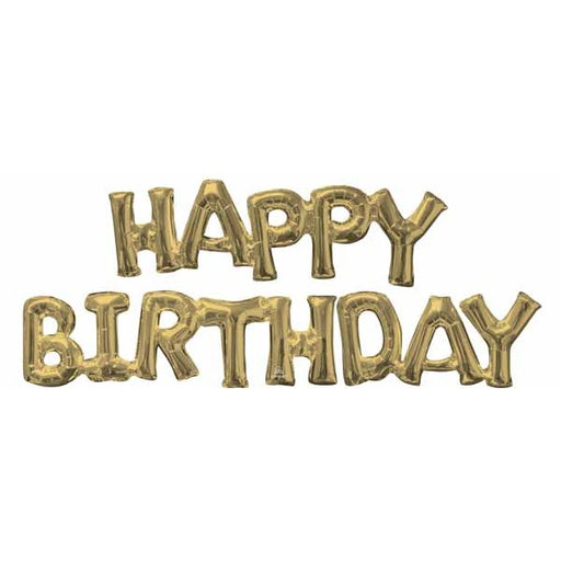 White Gold Happy Birthday Block Letter Balloon