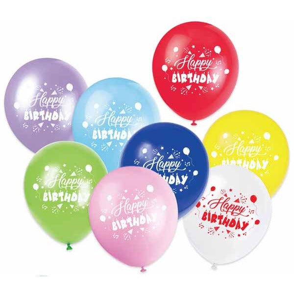 Birthday Horns Assorted Latex Balloons, 8 Pack