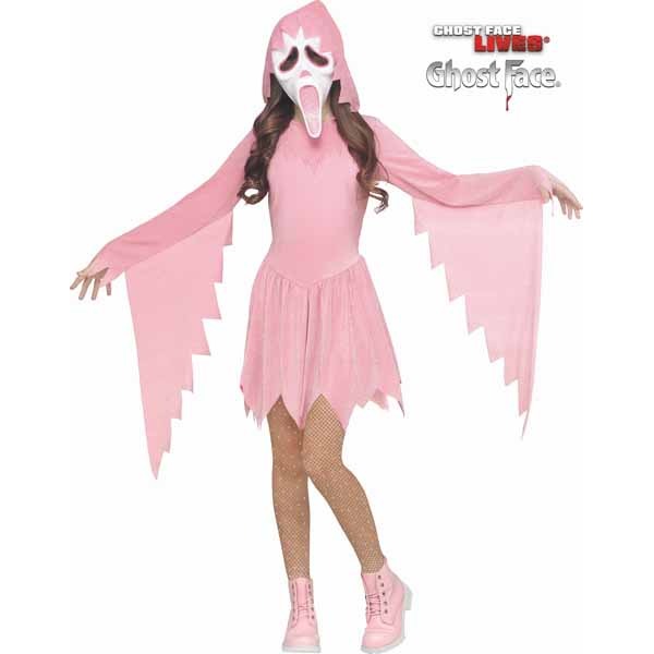 Pastel Pink Sparkle Ghost Face Child Costume, Medium
