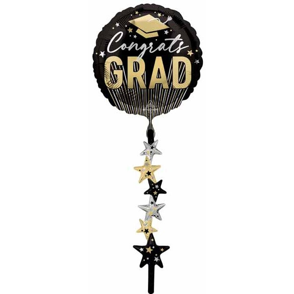 Stripes on Stripes Grad Stars 67-Inch AirWalkers Foil Balloon