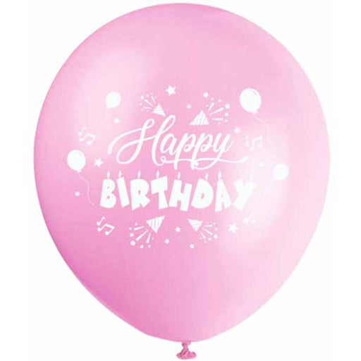 12" LATEX 8/PK PINK BIRTHDAY HORNS TRICO
