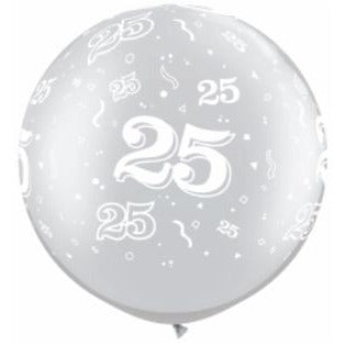 Ballons en latex argentés 25-A-Round de 30 pouces, paquet de 2
