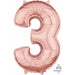 26-Inch Rose Gold Number 3 Balloon