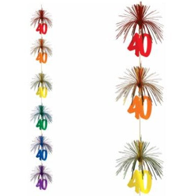 40th Birthday Firework Stringer Decoration, 7 ft