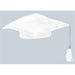 10" MEDIUM WHITE PLUSH GRAD CAP 1/PKG