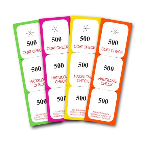 COAT CHECK TICKETS 3 PART 1000/BOX