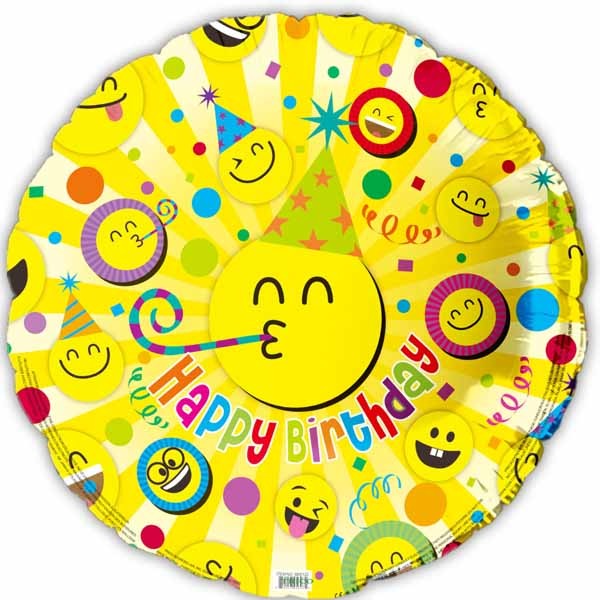 Happy Birthday Smile Face 18" Foil Balloon