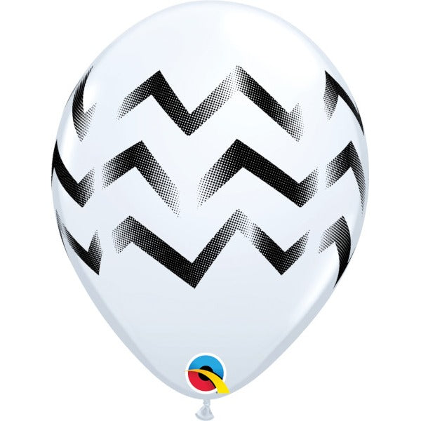 White Chevron Stripes 11-Inch Latex Balloons, 50 Count