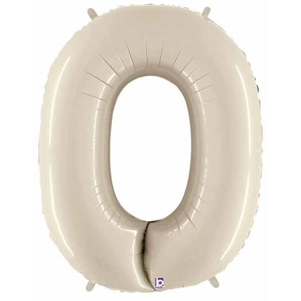 Megaloon Number 0 Balloon in White Sand, 34 Inch