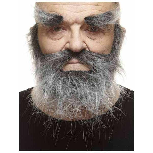 Grey Moustache, Beard and Eyebrow Costume Set
