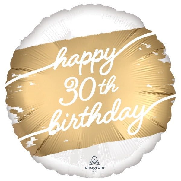 Golden Age 30 Satin Round Foil Balloon, 18 Inch